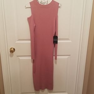 Off shoulder mauve sweater dress